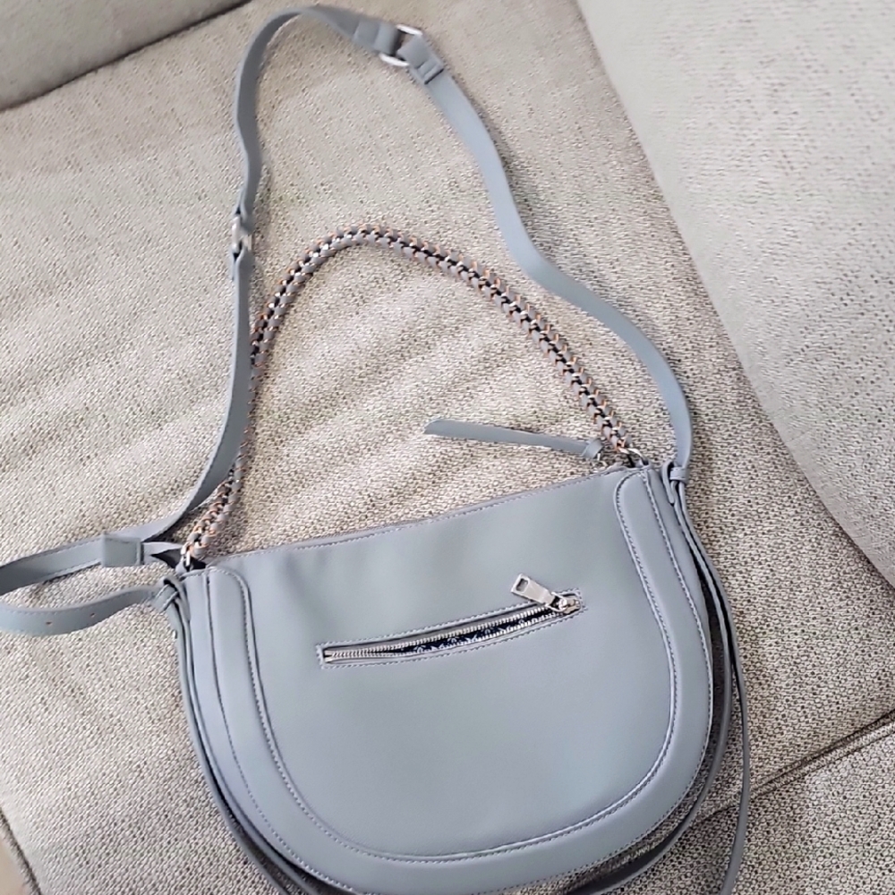 Bluish/Gray Crossbody Bag with Tassel Details